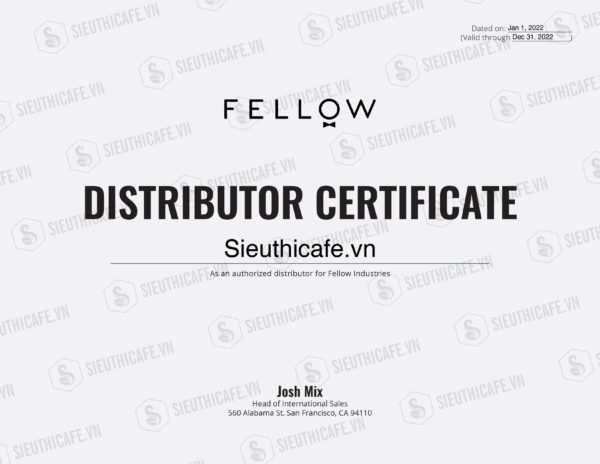 Distributor certificate